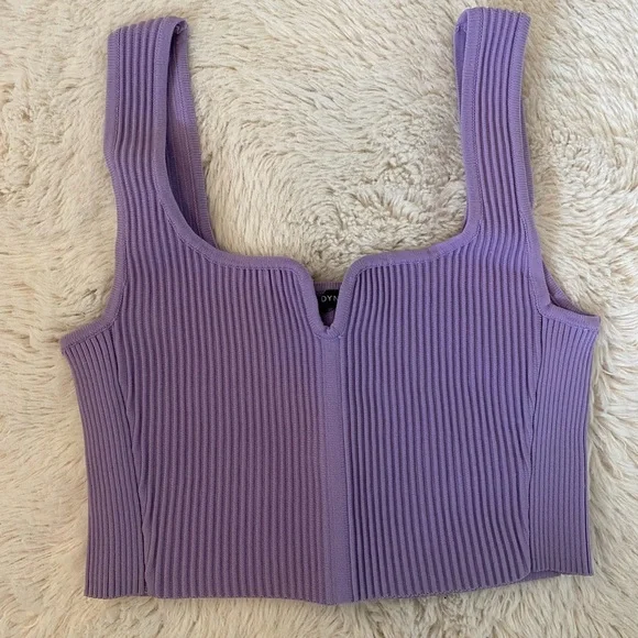 Dynamite Lilac Contour Ribbed Cropped Tank Top - XS - Picture 3 of 5